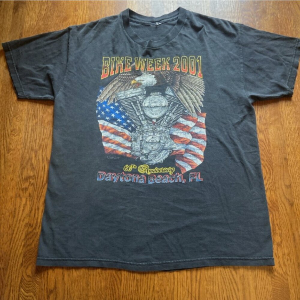 Vintage Y2K 2001 Daytona Beach Bike Week 60th Anniversary T-Shirt